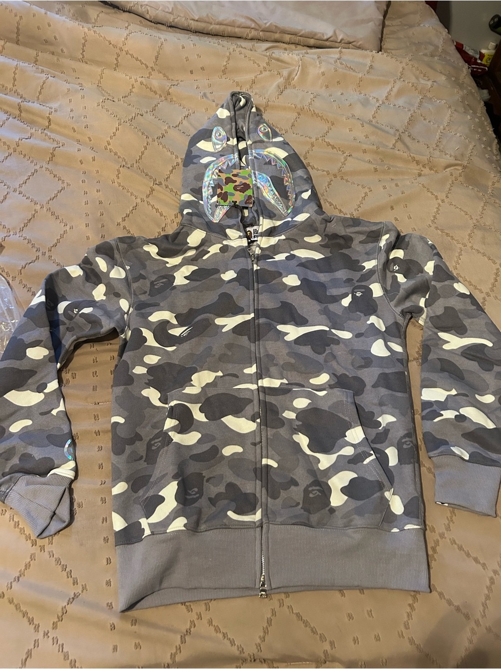Bathing ape bape hoodie camo grey size medium